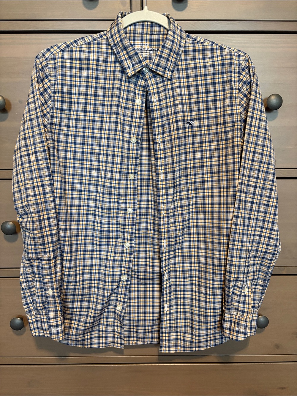 Vineyard Vines Blue and White Plaid Button-Down Shirt
